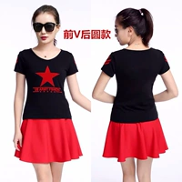 Хлопковая футболка с коротким рукавом, мини-юбка, спортивный костюм, короткий рукав, для среднего возраста