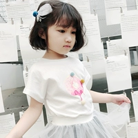 Летняя детская летняя одежда, белая футболка для отдыха, топ, детская одежда, в корейском стиле, короткий рукав