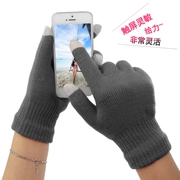 Màn hình cảm ứng găng tay nam nữ mùa đông len nhung ấm có sẵn điện thoại di động găng tay ngón tay