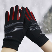 Màn hình cảm ứng găng tay ngoài trời cộng với nhung mùa đông chạy thể thao windproof cưỡi tất cả đề cập đến mùa đông leo núi đi xe đạp unisex găng tay dài chống nắng