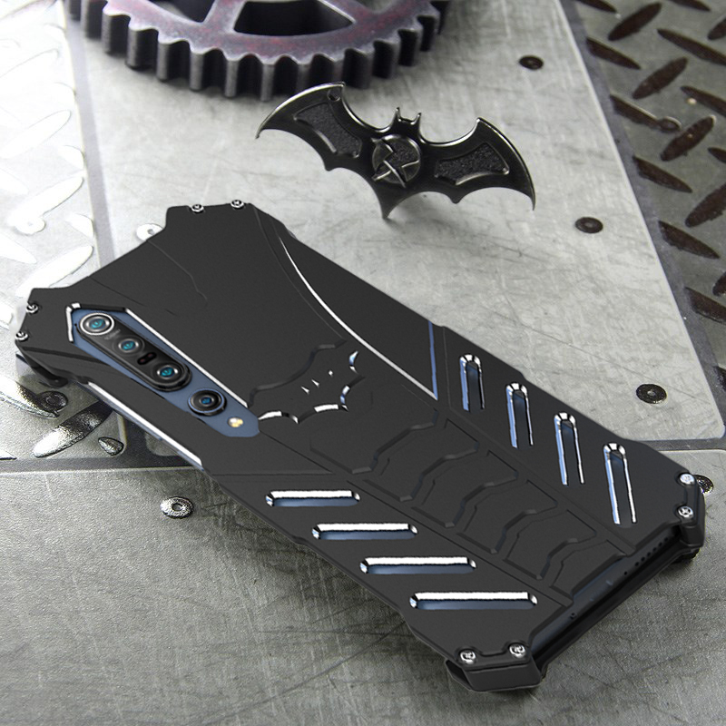 R-Just Batman Shockproof Aluminum Shell Metal Case with Custom Batarang Stent for Xiaomi Mi 10 Pro & Xiaomi Mi 10