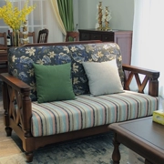 kết hợp Mỹ rắn vải sofa gỗ 123 nhỏ kiểu Mỹ đồ nội thất mộc mạc gia đình nhỏ của ba sofa retro - Ghế sô pha