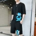 Bộ áo thun ngắn tay nam mùa hè 2019 phiên bản mới của Hàn Quốc theo xu hướng quần áo nam đẹp trai đẹp trai thủy triều hoang dã - Bộ đồ Bộ đồ
