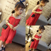 Cô gái mặc 2018 mùa hè trẻ em mới của Hàn Quốc thời trang nhỏ sexy xếp li voan yếm trong ăn mặc