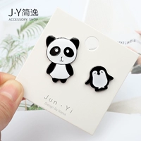 Dễ thương Panda Penguin Cartoon Trâm Nữ Corsage Badge Bad Card Áo len Pin Pin Kim Cổ áo Pin Phụ kiện - Trâm cài cài áo vest