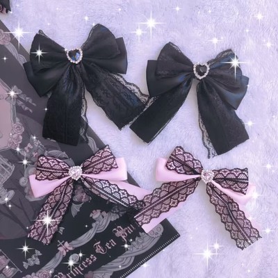 taobao agent A variety of one -price landmine -based ya -production bow lace lace lace, English rhinestone sweet cool hair ornament lolita