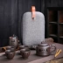 Bộ ấm trà gốm đất sét du lịch , Bộ ấm chén khắc chữ Trung Hoa Trà sứ