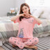 Đồ ngủ mùa hè của phụ nữ cotton ngắn tay quần giản dị dễ thương cartoon thin phần dịch vụ nhà mùa xuân và mùa hè mô hình XL phù hợp với Bộ Pajama