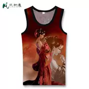 Phong cách Trung Quốc giản dị tay áo thun nam cá tính vẻ đẹp in hoa văn hip-hop thủy triều lỏng lẻo áo vest - Lót