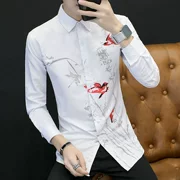 Mùa hè mỏng nam dài tay áo trắng Hàn Quốc phiên bản của tự trồng kinh doanh làm việc miễn phí hot thanh niên áo sơ mi dài