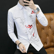 Mùa hè mỏng nam dài tay áo trắng Hàn Quốc phiên bản của tự trồng kinh doanh làm việc miễn phí hot thanh niên áo sơ mi dài áo sơ mi đẹp