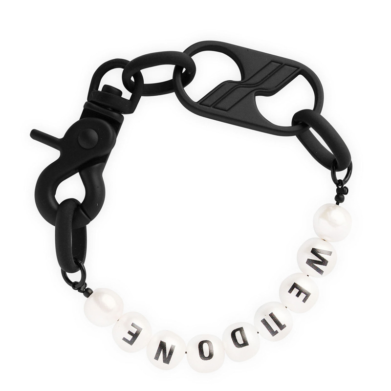 Bracelet (About 21Cm)goods in stock WE11DONE20AW Pearl black letter Metal Painting buckle Necklace Bracelet men and women lovers ins tide