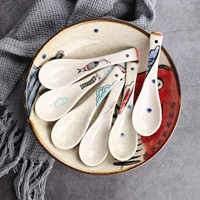 Керамическая японская ретро ложка домашнего использования, палочка для смешивания, посуда для еды, ручная роспись