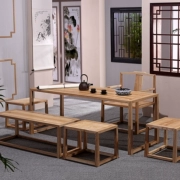 Bàn trà Trung Quốc mới kết hợp bàn ghế gỗ tro Zen đồ nội thất phòng trà bàn trà bàn trà ghế trà tủ trà ghế chính ghế khách - Bàn trà