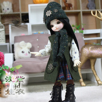 taobao agent 6 -point BJD baby clothes ink green long vest skirt skirt light purple baby jacket 8023