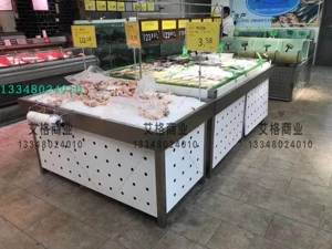 Супермаркет посвященный льду свежего icesstan Frozen Food Station Station Four -Wheel из нержавеющей стали Fresh Fresh