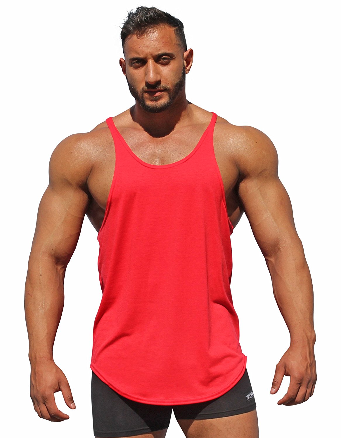 RedMenSportTshirtGymBodybuildingMuscleVestFitTankTops