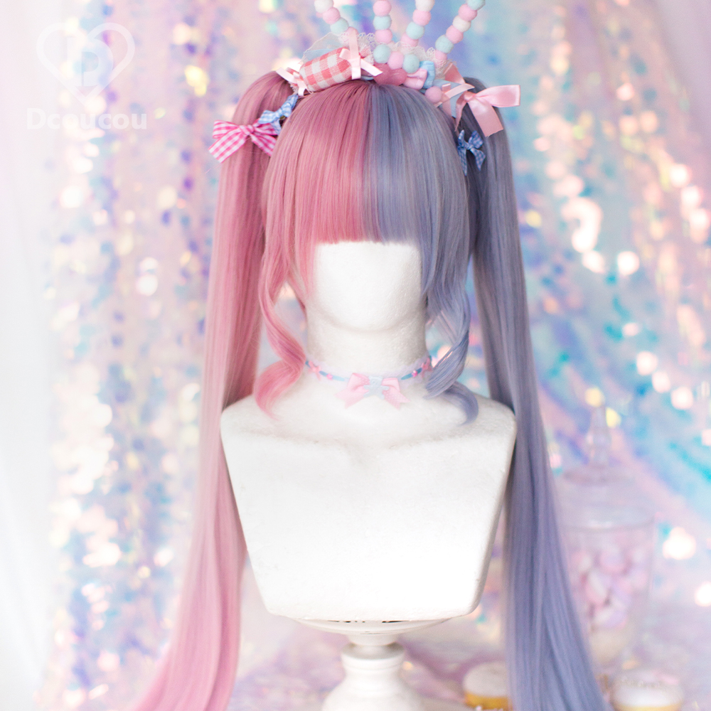 Pink Star In StockMyrtle | 70cm Super long dual horsetail Tiger clip suit | Wigs | Dcoucou Tofu pudding home