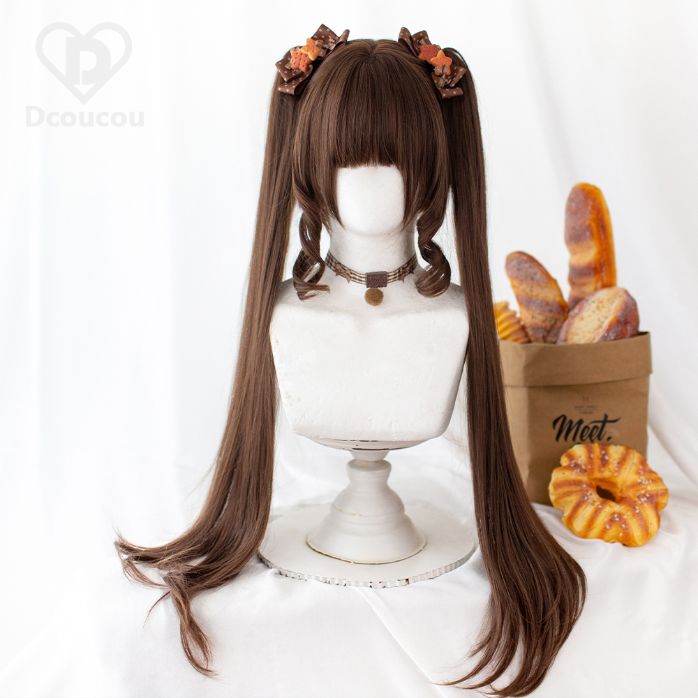 Chocolate In StockMyrtle | 70cm Super long dual horsetail Tiger clip suit | Wigs | Dcoucou Tofu pudding home