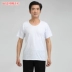 Vest nam cotton cũ áo trắng cổ tròn tay áo ngắn tay trung niên đồ lót rộng kích thước mùa hè mỏng phần - Áo vest Áo vest