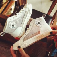Nhỏ màu trắng giày Hàn Quốc phiên bản của hoang dã 2018 mới mùa hè lưới thoáng khí mềm dưới giày thường cao giày thể thao giày boot nữ cổ cao