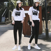 Dịch vụ nhà phù hợp với nữ mùa hè 2018 mới thời trang ngắn tay hai mảnh đồ ngủ thể thao Hàn Quốc và giải trí mặc