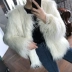 Chống mùa bãi biển len ngắn lông của phụ nữ 2018 mùa thu và mùa đông mới màu xanh mỏng faux fur dài fur coat Faux Fur