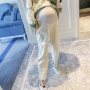 Quần bầu bà bầu 2018 thu đông mới thời trang quần ống suông phiên bản Hàn Quốc của mẹ mặc áo thun trắng nâng bụng thời trang bầu 2021