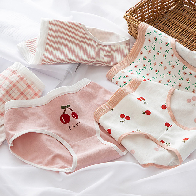 Color & Pink Cherry & 5 Pack19 high junior middle school student 18 Little girl Briefs 17 pure cotton 16 Briefs 15 year 141312 Underwear