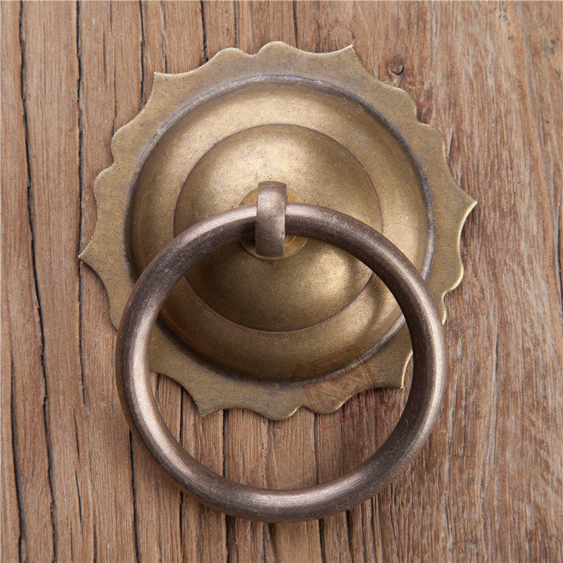 中式仿古纯铜圆环门环古铜大门拉手拉环复古铜把手门环装饰铜配件