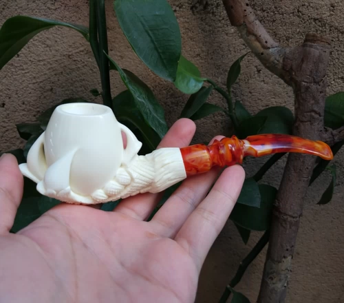 Турецкий мастер ручной работы Рейс натуральный оригинальный море -пузырьковый камень скульптуры дракона хватает яйца схватить яичный дым Специальные ингредиенты специальные ингредиенты