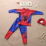 Trẻ em Áo Tắm Trai Chia Dài Tay Áo Quần Spider-Man Áo Tắm Cậu Bé Sinh Viên Lớn Nhanh Chóng làm khô Kem Chống Nắng Ấm