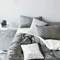 Bộ đồ giường cotton bốn mảnh 1.5m1.8m2.0m ​​giường gạo 笠 đôi khăn trải giường màu rắn quilt cover chăn ga gối đệm hanvico giảm giá