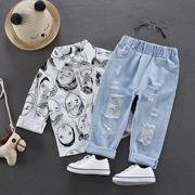 Quần jean nam 2019 xuân hè mới quần áo trẻ em nước ngoài gas bé trai Quần jeans phiên bản Hàn Quốc của quần bé thủy triều - Quần