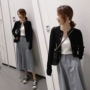 Phần mỏng đan áo khoác cardigan nữ 2018 mới của Hàn Quốc phiên bản của hoang dã rắn màu lỏng đoạn ngắn Slim mỏng áo triều áo kiểu nữ