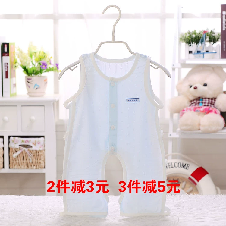 Áo khoác nỉ một mảnh mùa hè cho bé, áo khoác không tay, quần áo pipa mỏng, vải cotton lụa, kho báu nam nữ thoáng khí và mềm mại - Áo liền quần