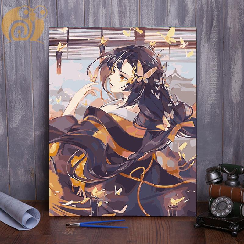 A033 - Yin Yang Division 01Digital oil painting diy fill Oil painting customized comic scenery character Color painting manual  Decorative painting