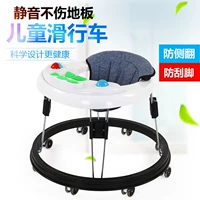 Baby Walker 6 7-18 tháng bé chống rollover đa chức năng tay đẩy có thể ngồi nam và cô gái với âm nhạc để giúp ghế tập đi