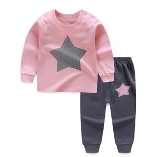 Pink Star6 Months 7 Baby girl One baby Autumn trousers Autumn clothes suit 0 One 1-2-3 year winter Korean version tide pure cotton clothes virgin boy