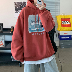 港風原宿加絨加厚連帽衛衣寬鬆情侶百搭潮流外套秋冬