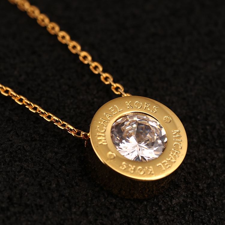 GoldenEurope and America Chaopai ornaments texture Marking logo Single drill Super flash zircon circular Pendants Simplicity have cash less than that is registered in the accounts MK Necklace