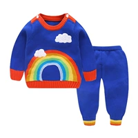 Детский хлопковый трикотажный свитер для новорожденных для мальчиков для раннего возраста, комплект, с медвежатами