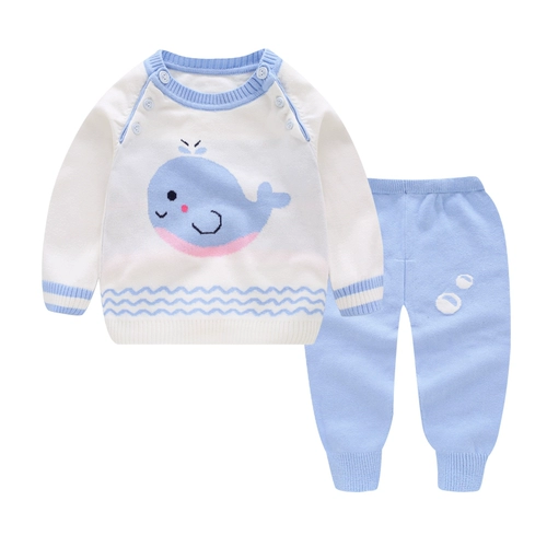 Детский осенний хлопковый пуховик, свитер для новорожденных, комплект для мальчиков, трикотажный кардиган