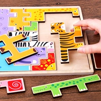 Деревянная трехмерная головоломка, конструктор, геометрический тетрис, интеллектуальная интеллектуальная игрушка, 3 лет, 5 лет