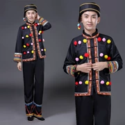 Quần áo thiểu số nam Yi quần áo lớn Liang Sơn đầy đủ phong cách quốc gia quần áo phù hợp với áo khoác retro - Trang phục dân tộc