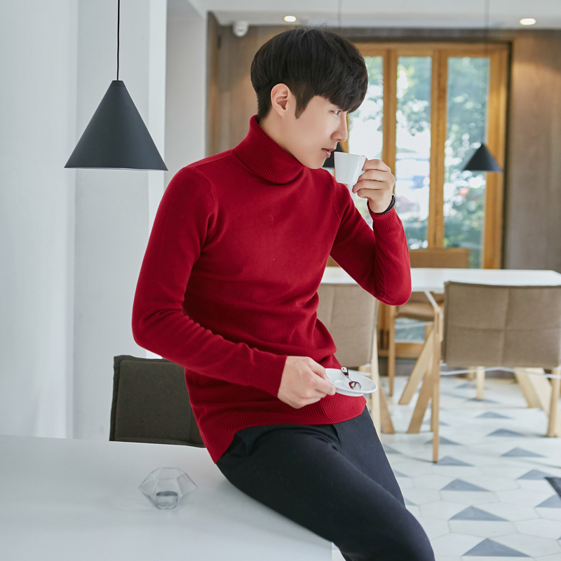 RedMRCYC man High collar sweater Korean version Self cultivation Condom Undershirt male tide Solid color Sweater