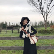 2018 mùa thu Hàn Quốc phiên bản của retro hoang dã England rhombic V-Cổ tay đan vest cao đẳng gió vest áo len phụ nữ