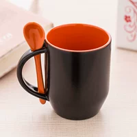 Черный апельсиновый чашка+ложка