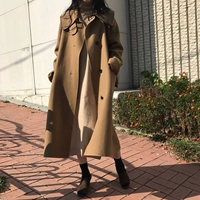 18 mùa đông ve áo khí bột yến mạch mỏng hai mặt khâu tay len Hàn Quốc phiên bản của các nút lỏng áo khoác dày áo khoác dạ nữ hàn quốc