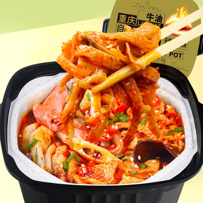Crispy Beef Tripe Hot Pot 370GAutoTherm Wide powder Hot Pot Lazy man Self cooking self-help vegetable dish Small hot pot precooked and ready to be eaten Hot Pot Fast food Hot and sour fans
